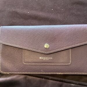 Bottega Veneta Dark Purple Leather Clutch